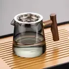 450 ml Glass Fair Cup High Temperature Resistant Wooden Set GXO Handle Tea Z1M1