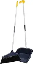 Broom and Dustpan Set, Indoor Sweep Broom, 55” Long Handle Broom Standing Broom Sweeping Combos for Kitchen Room Office Cleaning Blue