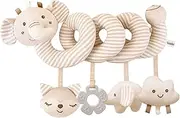 Baby Stroller Toy, Spiral Plush Animals Hanging Crib Toys, Squeaky Early Educational Sensory Activity Wind Chimes for Newborn 0-6 Months, Elephant Car Seat Toy Crib Toys Hanging