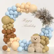 Blue Tan Brown Nude Balloons Garland Kit Teddy Bear Baby Shower Balloon Decorati