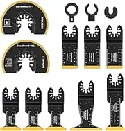 10Pcs Oscillating Saw Blades, Wood and Bi Metal Cutting Quick Release Premium Multitool Blades Kit Fit Fein Multimaster Porter Cable Black & Decker Craftsman Ryobi