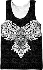 [yayoitimes] Men's Women Nordic Valknut Vest, Classic 3D Printed Summer Harajuku Sleeveless Breathable Mesh Sports T-Shirt