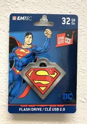 DC Comics Superman 32GB Flash Drive Keychain Emtec USB 2.0