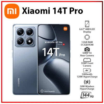 (New) Xiaomi 14T Pro 5G 12GB+512GB BLUE Dual SIM Unlocked Android Cell Phone