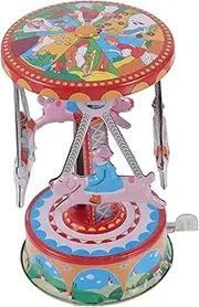 Toddmomy Retro Wind Up Clockwork Plaything for Vintage Carousel Ornament for Bar and Restaurant Decoration Enhances Hand Eye Coordination No Battery Needed
