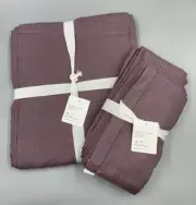 Pottery Barn Belgian Linen Tablecloth and Napkins Purple 70" X 180" #H602B