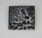 New YSL Grey / Black Leopard Printed Nylon French Flap Wallet Small