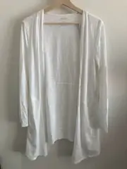 Chicos 0 Ultimate Tee Cardigan White Open Front Drape Cardigan Jacket Top XS NWT