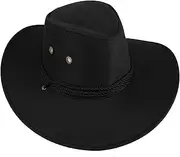 [SAFIGLE] Fashionable Cowboy Hat Men Women Big Brim Sun Hat for Party Western Style Cap Black