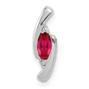 14k White Gold Real Diamond and .31 Ruby Pendant