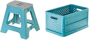 Vigar Compact Folding Step Stool - 40cm & Compact Foldable Crate Bunde