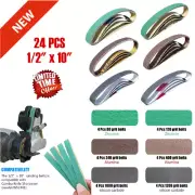 24 PCS 1/2" x 10" Knife Sharpener Sander Belt Kit For Work Sharp WSCMB Combo