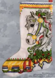 DIY Carousel Horse Holly Christmas Christmas Crewel Stocking Kit