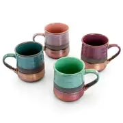 Gibson Home Copper Tonal 4 Piece 18 Ounce Round Stoneware Mug Set in Assorted Co