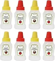 EZONEDEAL 25ml/0.84oz Squeeze Bottles, 8-Pack, Plastic, Cylindrical, Squeeze Dispensing, For Sauces, Condiments, Dressings, Kitchen, Dining