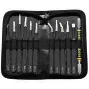 -Static 12Pcs/Set Curved Straight Tweezers ESD Tweezers Stainless Steel4177