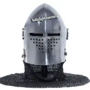 Medieval Visored Barbuta Helmet Crusader Knight Viking Helmet Battle with stand