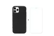 For iPhone 11 Pro Max Case Denim Texture Black & Tempered Glass Screen Protector