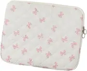 Cutecore Bow Puffy Quilted Laptop Sleeve Y2K Preppy Tablet Protective Case Girly Coquette Aesthetic Notebook Pouch (Pink,11 inch)
