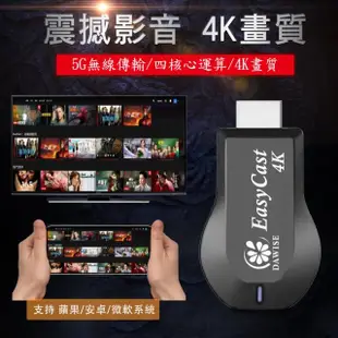 【DW 達微科技】4K四核心影音震撼EasyCast雙頻5G全自動無線HDMI影音電視棒(附4大好禮)