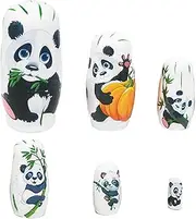 Dolls for Kids | Black and White Panda Wooden Russian Dolls,Handmade 6-Piece Table Ornament for Desktop Bookshelf & Living Room Bedroom Decor
