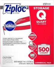 Sealable Quart Storage Bags with Easy Open Tabs - 500 Count for Food Safety