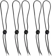 Hat Chin Cord, Black Flexible Removable Strap with Spring Loaded...