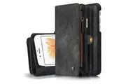 CaseMe For Apple iPhone 6 /6S Zipper & Detachable Retro Leather Pouch Wallet Flip Purse Bag Detachable Phone Case Cover (Black)