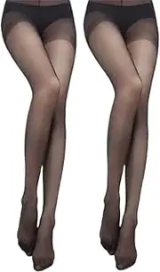 [Dress Cici] Sheer Pantyhose, Core-Spun Yarn Translucent Seamless Stocking Hosiery for Women (2 Set)