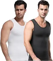 [SUIUOI] Men's Seamless Compression Shirt with Tummy Control Effect, Bamboo Charcoal Yarn, Shapewear, Men's Sweat-Absorbent, Breathable Abdominal Control Corset, Tummy Control Undershirt, Waist Shaper,