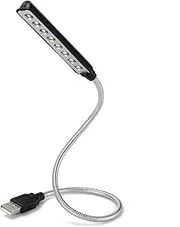 USB Keyboard Light - Daffodil ULT05-8 LED Bulbs with Flexible Gooseneck Night Light Attachment for Reading Typing Books Laptop Computer Bed - Adjustable Cable to Illuminate Keys in The Dark - Black