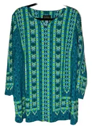 Bob Mackie Wearable Art Tunic Blouse Top Size 2X Plus Artsy Abstract Boho New