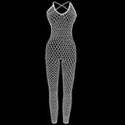 Sexy Female Fishnet Tights Body Suit Stockings Sling Cupless Crotchless Teddies Bodysuits Bodystockings Women Lingerie -aa white