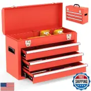 Gornoxblif Metal Tool Box, Portable Metal Tool Box with 3 Drawers, Steel Tool