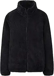 [Qolkmuiy-GJ] Women's Stand Collar Polar Fleece Jacket Fuzzy Sherpa Casual Teddy Bear Coats Fluffy Soft Long Sleeve Outwears