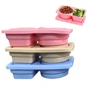 3Pcs Reusable Silicone Snack Container with Lid Dual Compartment Food Box for Salad