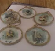 Shabby Chic embellished 5 Manger Scene Ornaments