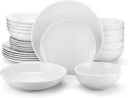Amelia White 24-Piece Gourmet Porcelain Dinnerware Set for 6 - Elegant Design