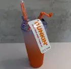 Dunkin' Donuts Summer 2024 Orange Ombre 24 oz Plastic Insulated Tumbler NEW