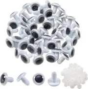 50Pcs Black Wiggle Googly Eyes Plastic Safety Eyes 12Mm round Craft Eyes with Wa