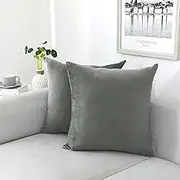 NiNi ALL Decorative Throw Pillow Covers Velvet 16x16 Inch Pack of 2 Grey Cushion Covers Soft for Couch Sofa Bedroom Living Room Outdoor