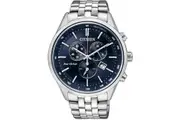 Citizen Eco-Drive AT2140-55L Chronograph Stainless Steel Dial Blue Watch Silver
