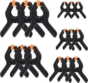 Tanstic 15Pcs Black Plastic Spring Clamps Kit - 2" 3" 3.5" 4" 6" Heavy Duty Backdrop Clips for Woodworking