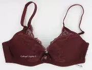 NWT Chantelle С67620 "Orangerie" Contour Plunge Padded Lace Bra Dark Brown (0PI)