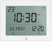 AlFajr Azan Alarm Clock CF-19 White - Automatic Athan Five Times in 5 Different Voices - Simplified Manual for USA Cities (Zoon) (White)