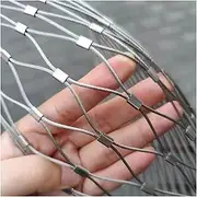 SXEVZOO 304 Stainless Steel Rope Net, Mesh Hole 8cm, Heavy Duty 2mm Steel Wire X-Type Safety Protection Fence, Multi-Purpose Flexible Decorative Mesh(2x8m)