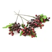 Artificial Berries, Artificial Berry with Stems Lifelike Fruits Dark Red