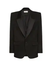 [Saint Laurent] Saint Laurent-Tuxedo Wool Blazer With Satin Lapel-Uomo 48