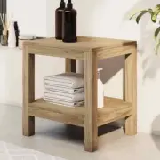 Solid Teak Side Table Bathroom Toilet Towel Holder Rack Shelf Stool 45x35x45cm