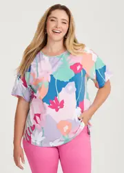 [Virtuelle] Taking Shape Cotton Sorbet Garden T-shirt Size 28 in Print - Plus Size Women's Clothing Print